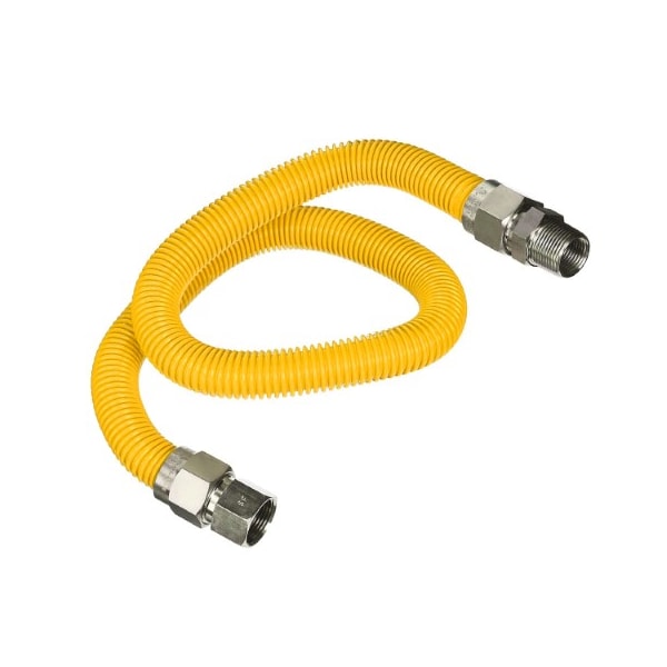 Flextron Gas Line Hose 1/2'' O.D.x48'' Len 3/8" FIPxMIP Fittings Yellow Coated Stainless Steel Flexible FTGC-YC38-48I - main